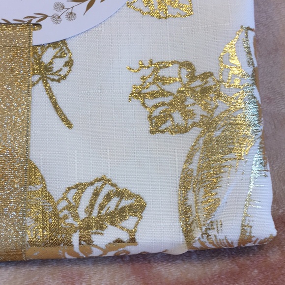 Metallic Pumpkin Harvest Fall Rectangular Tablecloth 60” X 84” sparkle gold NWT - Picture 5 of 16